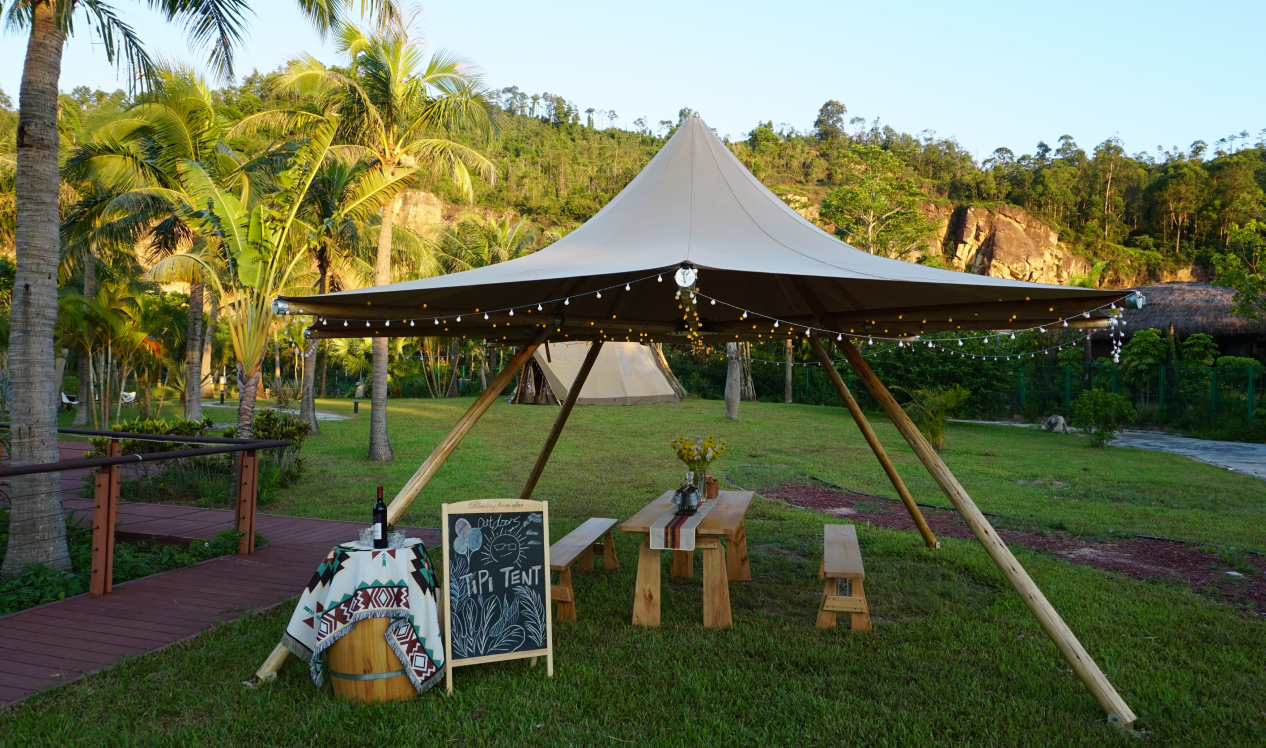 outdoor picnic tent 20ft Logo Canopy (Mini Sami Tipi) for market stall, picnic or backyard shade